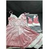 Image 2 : 1 Avidlove Women's Sexy Christmas Lingerie Set (Size M) Babydoll Pink Dress with Fingerless Gloves