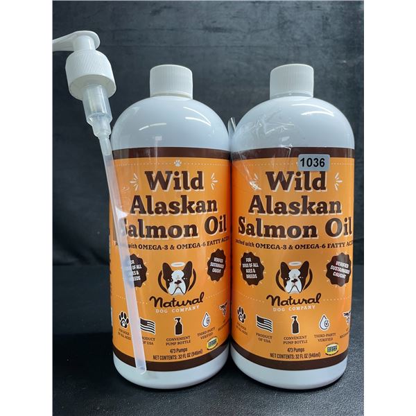 2 Bottles of Pure Wild Alaskan Salmon Oil by Natural Dog Company (946ml Each) - New