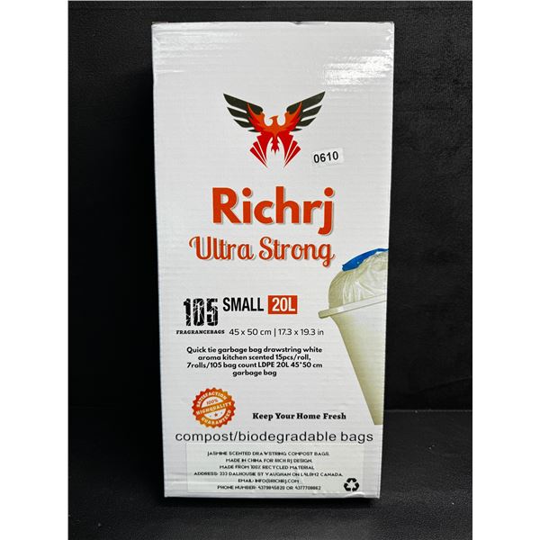 RichJR 20L 105PCS Composting and Biodegradable Drawstring Bags 45x50cm