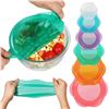 Image 1 : 1 6-Pack of Colourful Silicone Stretch Food Storage Lids - 6 Various Sizes - New
