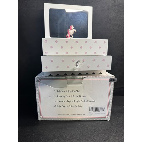 Art Lins Unicorn Jewelry Music Box - Polka Dot Glitter Design - Great Gift for Girls - Brand New