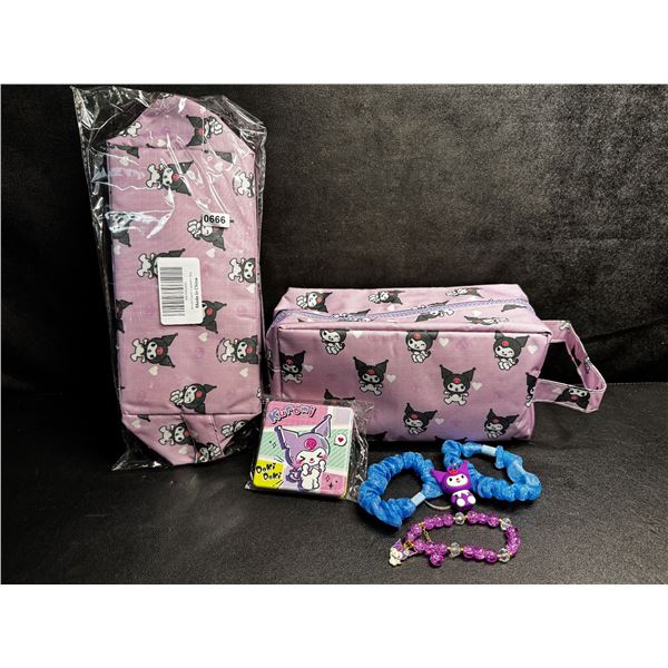 2 Kuromi 6PC Kawaii Cosmetic Bag Sets with Accessories - Brand New!