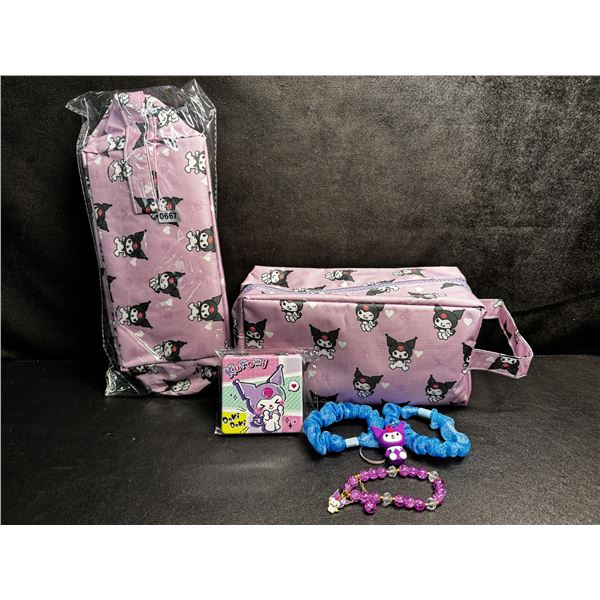 2 Kuromi 6PC Kawaii Cosmetic Bag Sets with Accessories - Brand New!