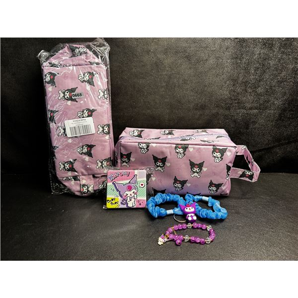 2 Kuromi 6PC Kawaii Cosmetic Bag Sets with Accessories - Brand New!