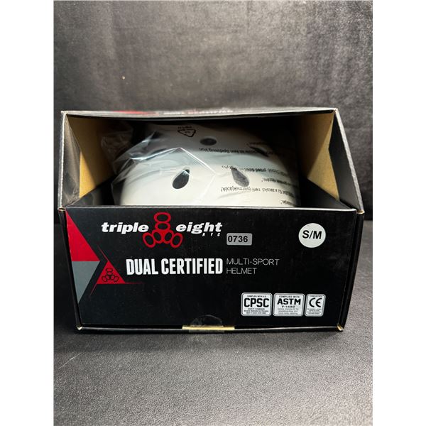 Triple Eight Premium Dual Certified Multi Sport Helmet - White - Size S/M - New