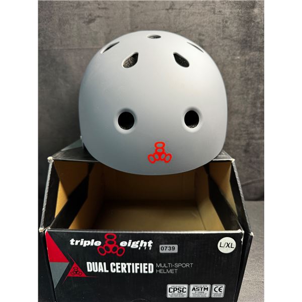 Triple Eight Premium Dual Certified Multi Sport Helmet - Grey - Size L/XL - New