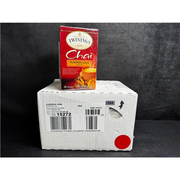 Case of 6 Twinings Chai Pumpkin Spice Black Tea (120 Tea Bags) - New