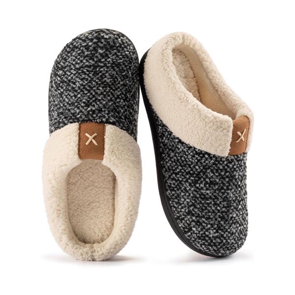 1 Pair of Ultraideas Women's Cozy Memory Foam Slippers (Fleece-Lined) Rubber Sole - Size XL - New