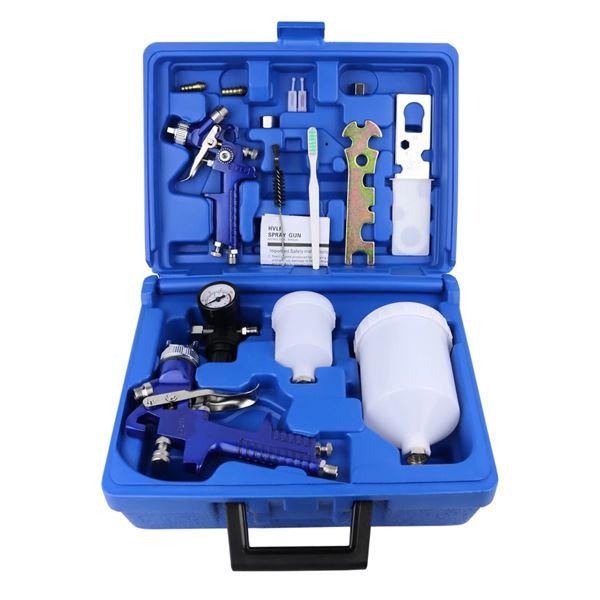 HVLP Air Gravity Paint Spray Gun Set - 1.0mm 125ml/1.4mm600ml Guns with Accessories - New