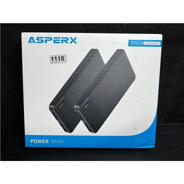 Asperx 2-Pack of 10,000mAh Rechargeable Slim Battery Power Banks - New