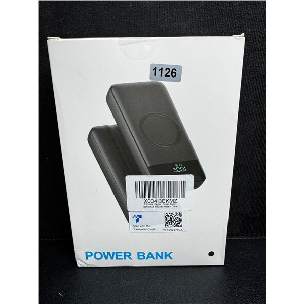 Portable Rechargeable Power Bank with Integrated Charging Cables and Wireless Charging - New