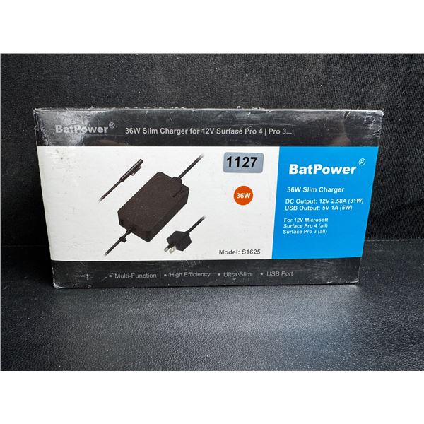 BatPower 36W Slim Charger for All 12V Surface Pro 4/3 Models - New