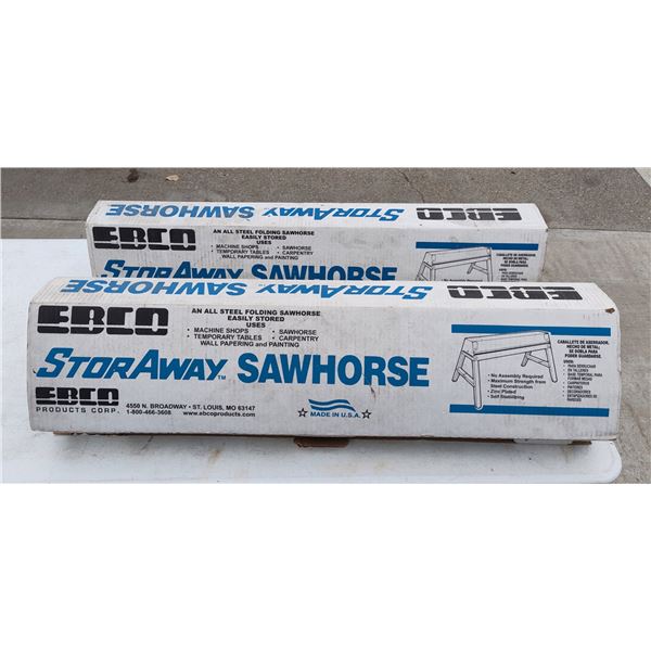 EBCO STORAWAY SAWHORSES, PAIR