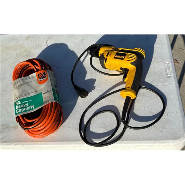 DEWALT DRILL AND EXTENSION CORD