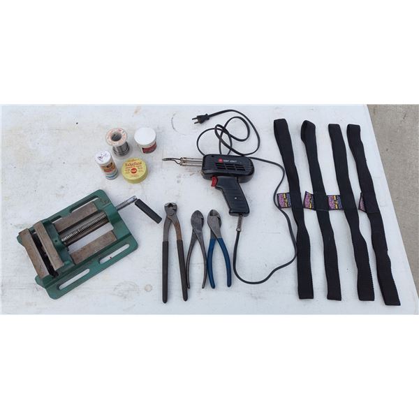 SOLDERING IRON, CLAMP, AND TIEDOWNS