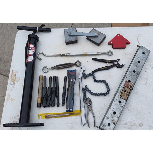 HAND TIRE PUMP, MAGNET, AND MISCELLANEOUS ITEMS