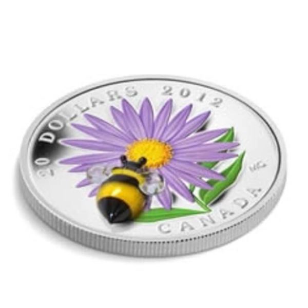 RCM 2012 $20 Aster with Venetian Glass Bumblebee - Pure Silver Coin