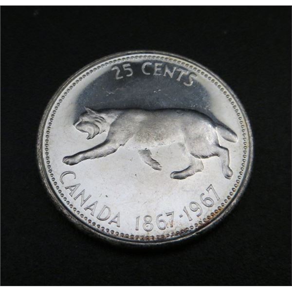 1967 Canadian Silver 25 Cent Coin