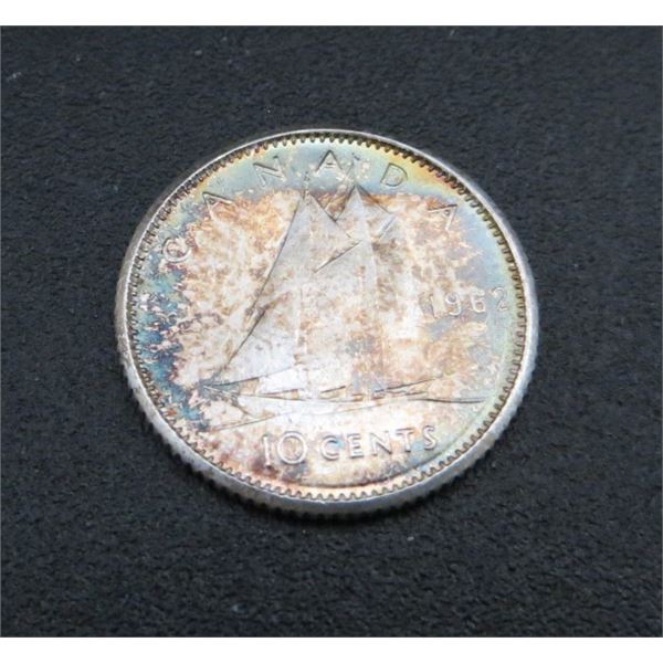 1962 Canadian Silver 10 Cent Coin