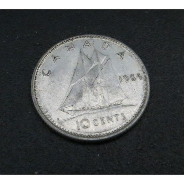 1964 Canadian Silver 10 Cent Coin