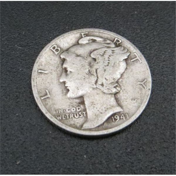1941 USA Silver 10 Cent Coin