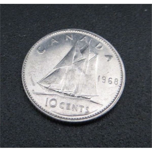 1968 Canadian Silver Dime (non-magnetic) 50% Silver