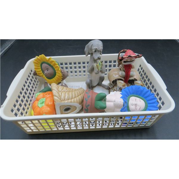 Estate Lot Salt & pepper shakers & Various Collectible Figures