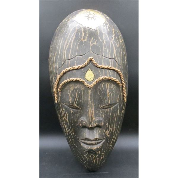 Hand Carved Wooden Mask Made in Indonesia 17" Long