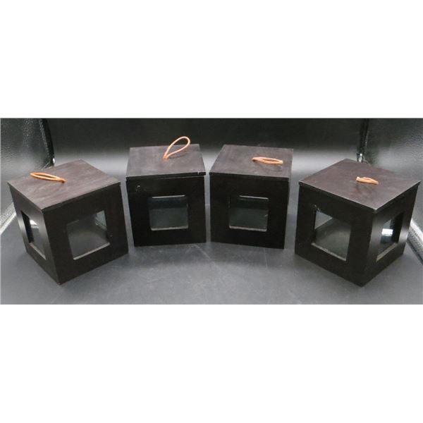 Set of 4 Wooden 4" Square  Decorative Boxes