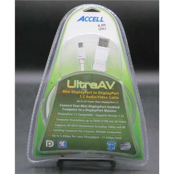 New Accell 6.6 ft Audio Video Cable Mini Display port to Display Port