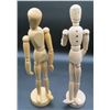 Image 1 : 2 Movable Wooden Figures Flexible Joints 13" Tall