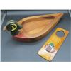 Image 1 : Solid Wood Carved Duck Trinket Tray 17" Long & Wooden Door Hanger