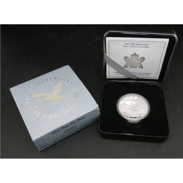 RCM 1997 $1 The One Dollar Loon 10th Anniversary - Sterling Silver Proof Dollar