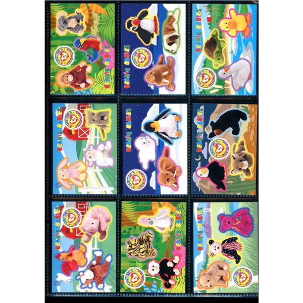 Lot Of 9 Beanie Babies Sticker Cards