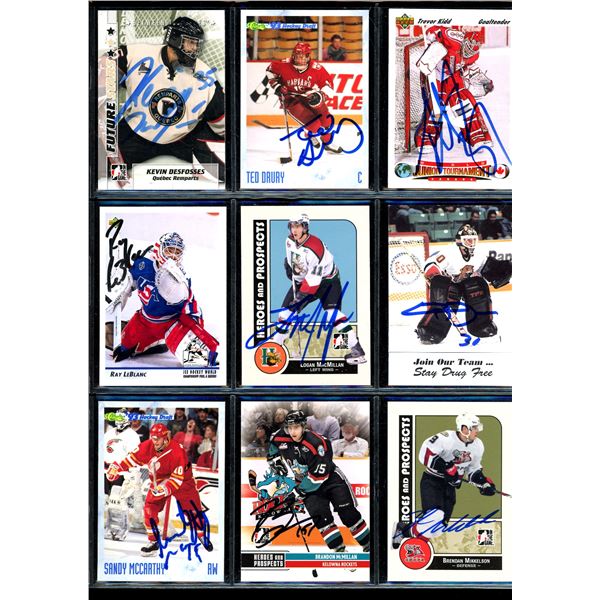Lot Of 9 Various Autographed Hockey Cards Various Teams & Players