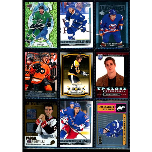 Lot of 9 Various Hockey Inserts or Rookie Cards Various Teams & Players