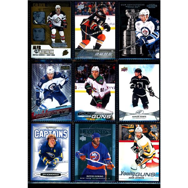 Lot of 9 Various Hockey Inserts or Rookie Cards Various Teams & Players