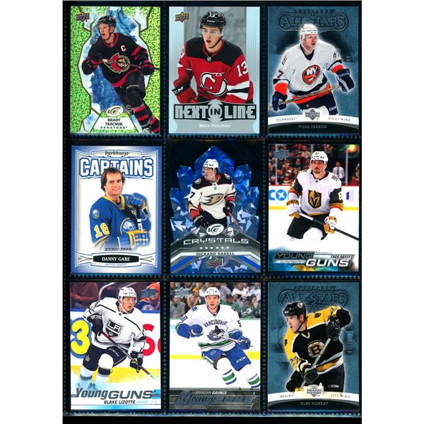 Lot of 9 Various Hockey Inserts or Rookie Cards Various Teams & Players