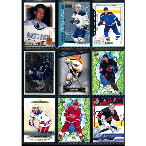 Lot of 9 Various Hockey Inserts or Rookie Cards Various Teams & Players