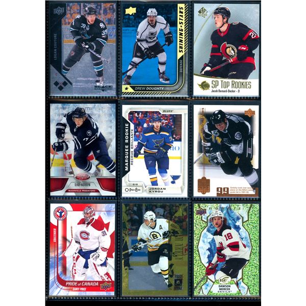 Lot of 9 Various Hockey Inserts or Rookie Cards Various Teams & Players