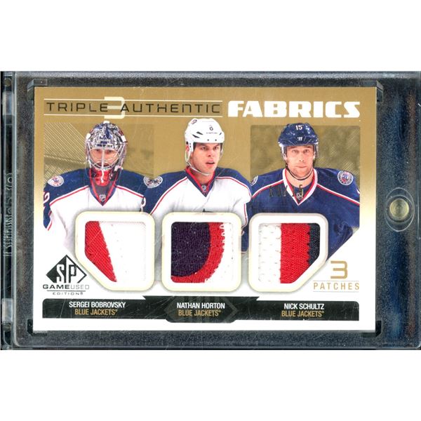 2014-15 SP Game Used Triples Patches Sergei Bobrovsky/Nathan Horton/Nick Schultz 11/15 BV $75