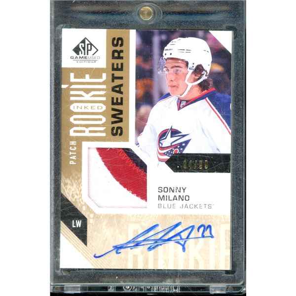 2016-17 SP Game Used Rookie Sweaters Inked Patch #RSSM Sonny Milano 94/99 BV $35
