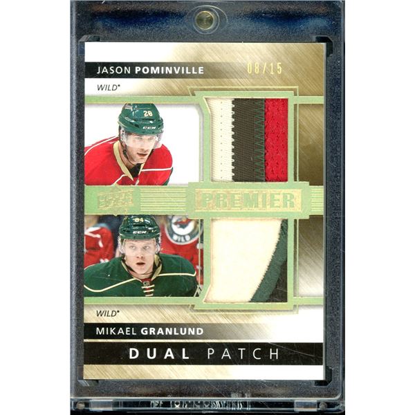 2014-15 Upper Deck Premier Duals Patches Jason Pominville/Mikael Granlund 8/15 BV $50