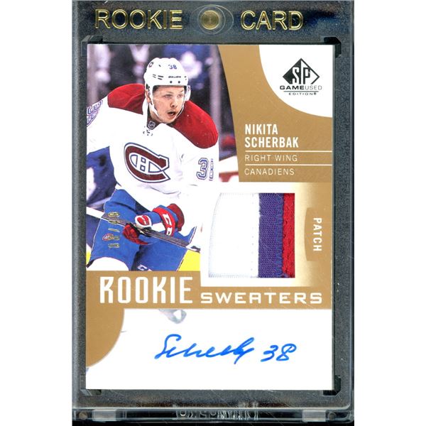 2017-18 SP Game Used Rookie Sweaters Inked Patch #RSNS Nikita Scherbak 8/49 BV $60