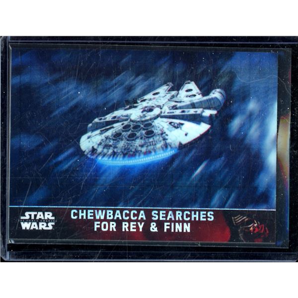 2016 Topps Chrome Star Wars Prism Refractors #97 Chewbacca Searches for Rey & Finn 43/99