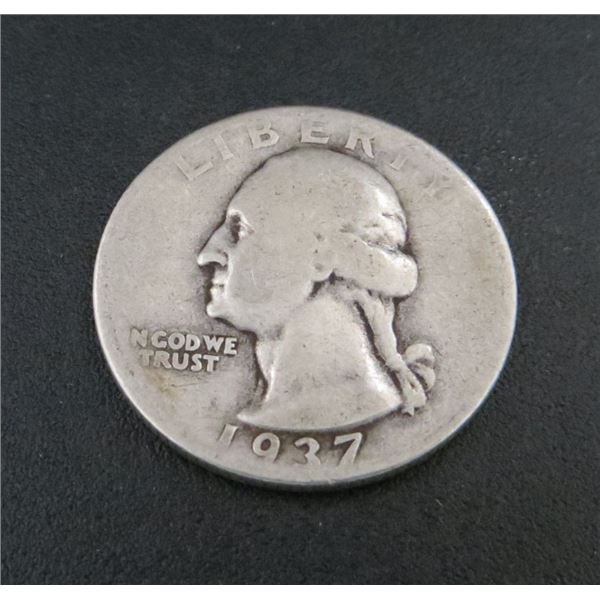 1937 USA Silver 25 Cent Coin