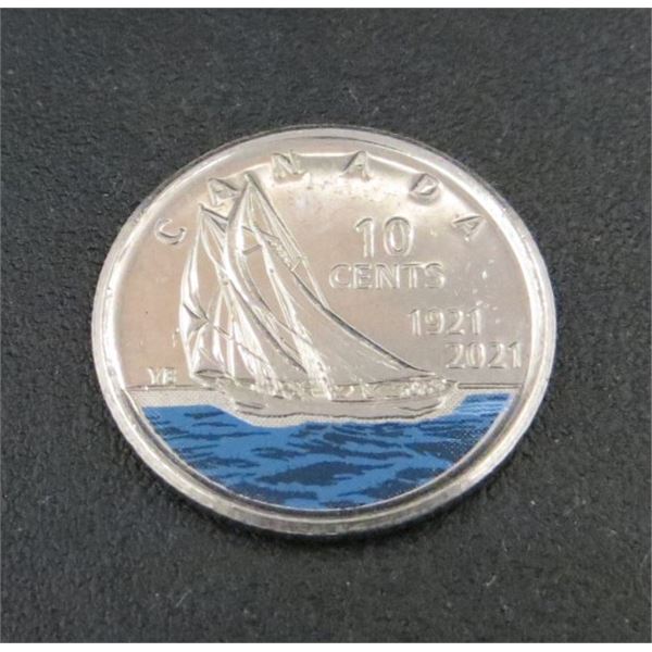 2021 Canada Bluenose Coloured Dime