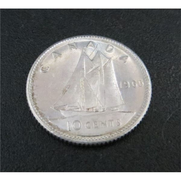 1965 Canadian Silver 10 Cent Coin