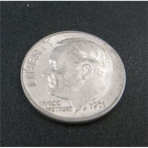 1961 USA Silver 10 Cent Coin