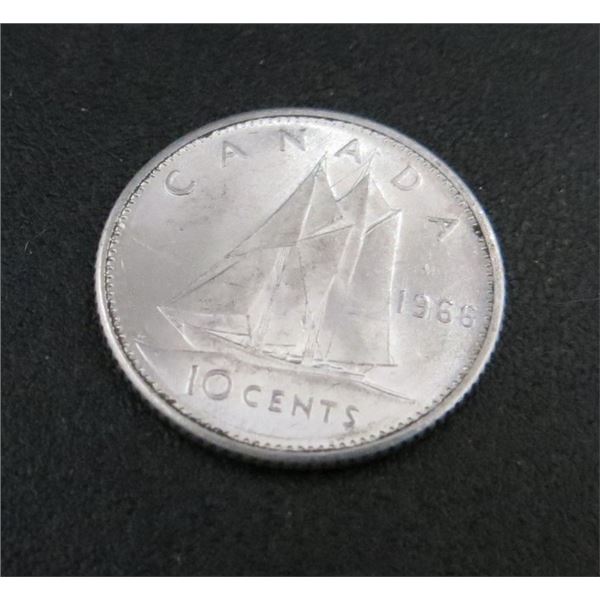 1966 Canadian Silver 10 Cent Coin